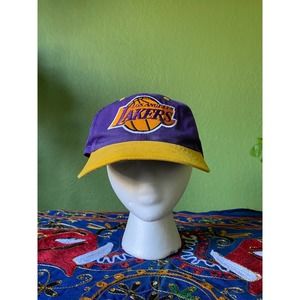 Los Angeles Lakers Snapback Hat Vintage 90s Purple Yellow Embroidered Twins